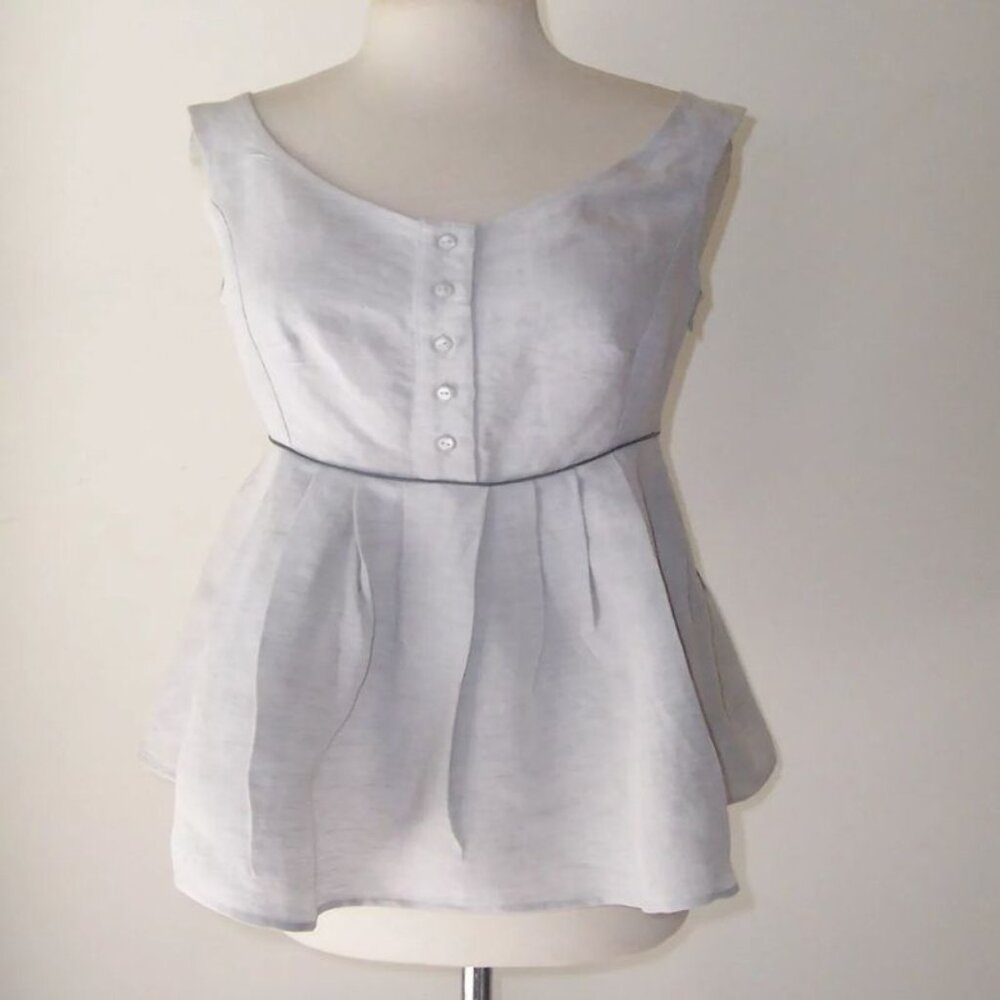 PANNA E CIOCCOLATO Pale Gray Viscose Linen Peplum Top 40 4     6